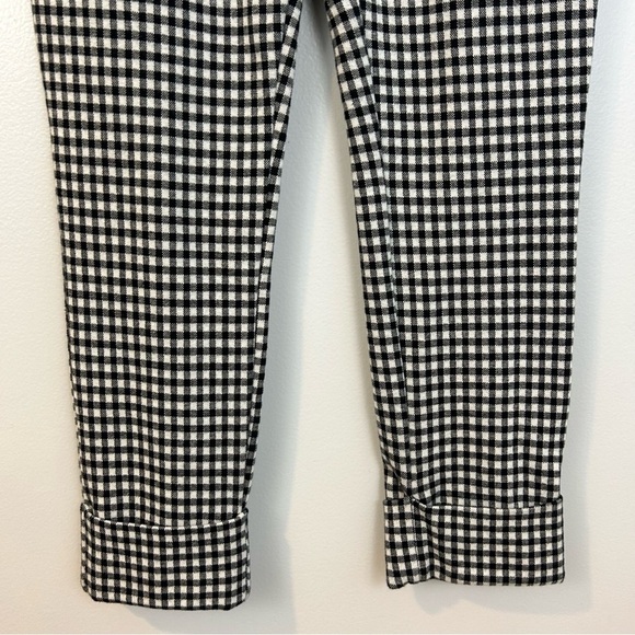 Anthropolgie Essential Crop Gingham Cuffed Pants Black/White Size 6 - Picture 8 of 9
